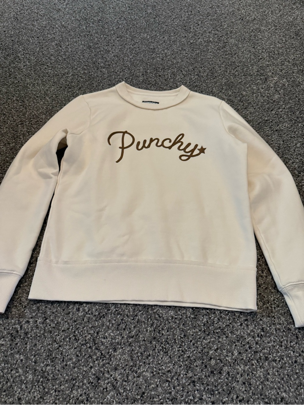 Hooey Cream 'Punchy' Crewneck Sweatshirt with Brown Script
